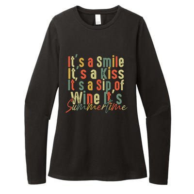 It's A Smile It's A Kiss It's A Sip Of Wine It's Summertime Womens CVC Long Sleeve Shirt