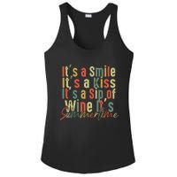 It's A Smile It's A Kiss It's A Sip Of Wine It's Summertime Ladies PosiCharge Competitor Racerback Tank