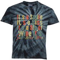 It's A Smile It's A Kiss It's A Sip Of Wine It's Summertime Kids Tie-Dye T-Shirt