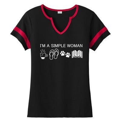 Im A Simple Gift I Love Coffee Flip Flops Dog Books Gift Ladies Halftime Notch Neck Tee