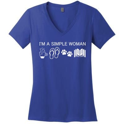 Im A Simple Gift I Love Coffee Flip Flops Dog Books Gift Women's V-Neck T-Shirt