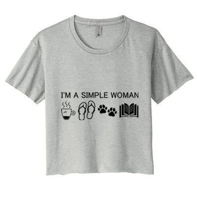 Im A Simple Gift I Love Coffee Flip Flops Dog Books Gift Women's Crop Top Tee