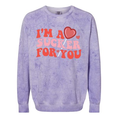 I'm A Sucker For You Happy Valentine's Groovy Retro Couple Colorblast Crewneck Sweatshirt