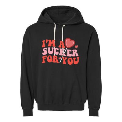 I'm A Sucker For You Happy Valentine's Groovy Retro Couple Garment-Dyed Fleece Hoodie