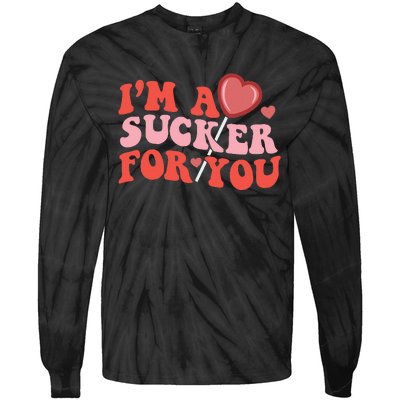 I'm A Sucker For You Happy Valentine's Groovy Retro Couple Tie-Dye Long Sleeve Shirt