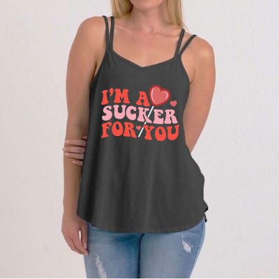 I'm A Sucker For You Happy Valentine's Groovy Retro Couple Women's Strappy Tank