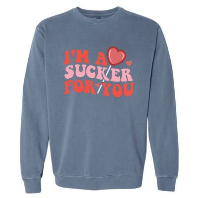 I'm A Sucker For You Happy Valentine's Groovy Retro Couple Garment-Dyed Sweatshirt