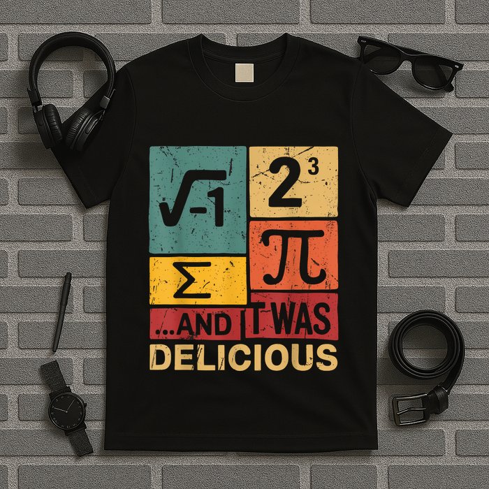I Ate Some Pie And It Was Delicious Funny Pi Day Math Pun T-Shirt