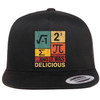 I Ate Some Pie And It Was Delicious Funny Pi Day Math Pun Flat Bill Trucker Hat