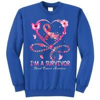 I'm A Survivor Breast Cancer Awareness Pink Ribbon Flower Tall Sweatshirt