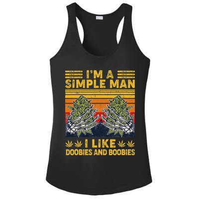 IM A Simple Man I Like Doobies And Boobies Vintage Ladies PosiCharge Competitor Racerback Tank