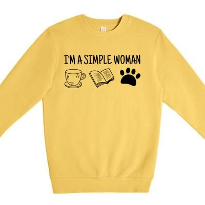 Im A Simple Tee Coffee Book Dog Gift Premium Crewneck Sweatshirt