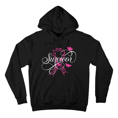 Im A Survivor Pink Butterfly Ribbon Breast Cancer Awareness Hoodie