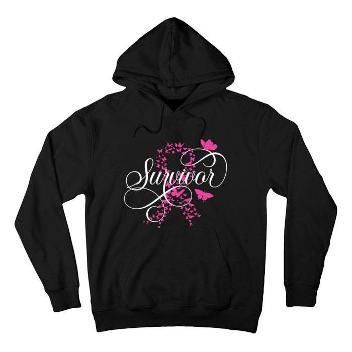 Im A Survivor Pink Butterfly Ribbon Breast Cancer Awareness Hoodie