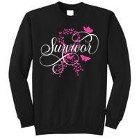 Im A Survivor Pink Butterfly Ribbon Breast Cancer Awareness Sweatshirt