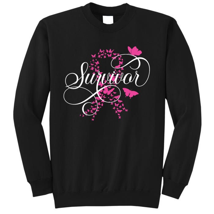 Im A Survivor Pink Butterfly Ribbon Breast Cancer Awareness Sweatshirt