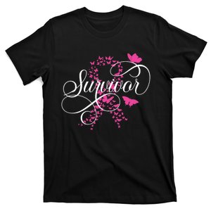 Im A Survivor Pink Butterfly Ribbon Breast Cancer Awareness T-Shirt