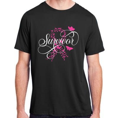 Im A Survivor Pink Butterfly Ribbon Breast Cancer Awareness Adult ChromaSoft Performance T-Shirt