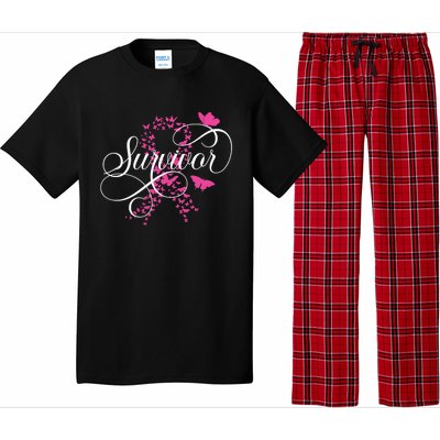 Im A Survivor Pink Butterfly Ribbon Breast Cancer Awareness Pajama Set