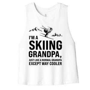 I'm A Skiing Grandpa Just Like A Normal Grandpa Except Way Gift Women's Racerback Cropped Tank