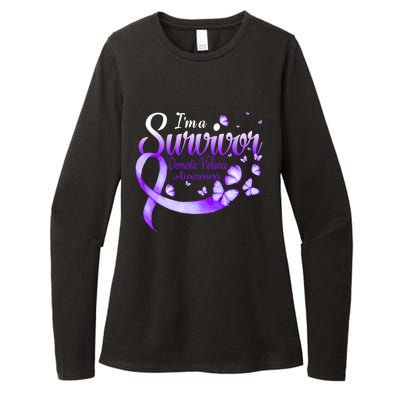 Im A Survivor Domestic Violence Awareness Butterfly Gift Womens CVC Long Sleeve Shirt