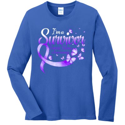 Im A Survivor Domestic Violence Awareness Butterfly Gift Ladies Long Sleeve Shirt