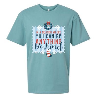 In A Season Where You Can Be Anything Be Kind Christmas Sueded Cloud Jersey T-Shirt