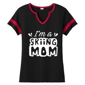 I'm A Skiing Mom Mother Skier Ski Gift Ladies Halftime Notch Neck Tee