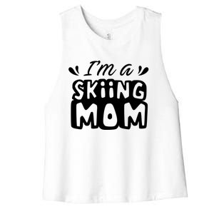 I'm A Skiing Mom Mother Skier Ski Gift Women's Racerback Cropped Tank