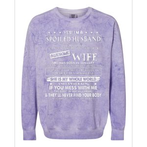 I'm a spoiled husband awesome wife SHE WAS BORN IN JANUARY Colorblast Crewneck Sweatshirt