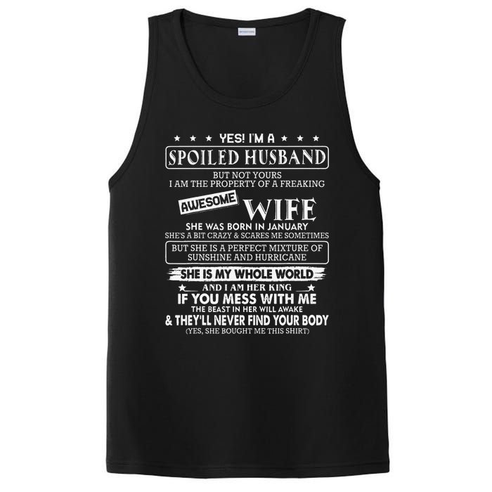 I'm a spoiled husband awesome wife SHE WAS BORN IN JANUARY PosiCharge Competitor Tank