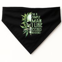 Im A Simple Man I Like Doobies And Boobies Skull Weed USA-Made Doggie Bandana