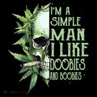 Im A Simple Man I Like Doobies And Boobies Skull Weed Flatbill Hat