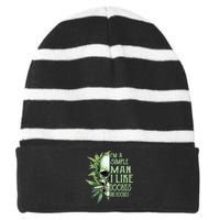 Im A Simple Man I Like Doobies And Boobies Skull Weed Striped Beanie with Solid Band