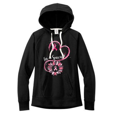 Im A Survivor Breast Cancer Awareness Sunflower Cool Gift Women's Fleece Hoodie