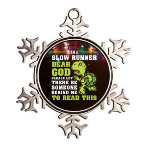 Im A Slow Runner Turtle Funny Marathon Running Run Gift Metallic Star Ornament