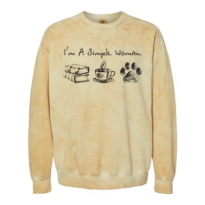 Im A Simple Woman Books Coffee Dog Animal Fur Paw Print Colorblast Crewneck Sweatshirt