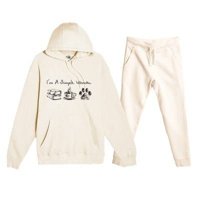 Im A Simple Woman Books Coffee Dog Animal Fur Paw Print Premium Hooded Sweatsuit Set