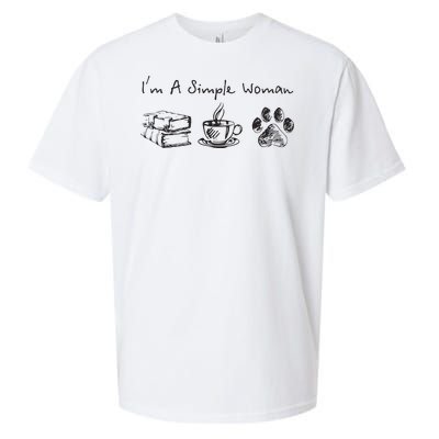 Im A Simple Woman Books Coffee Dog Animal Fur Paw Print Sueded Cloud Jersey T-Shirt