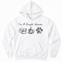 Im A Simple Woman Books Coffee Dog Animal Fur Paw Print Hoodie