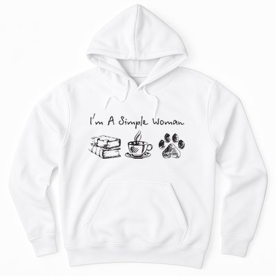 Im A Simple Woman Books Coffee Dog Animal Fur Paw Print Hoodie