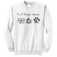 Im A Simple Woman Books Coffee Dog Animal Fur Paw Print Sweatshirt