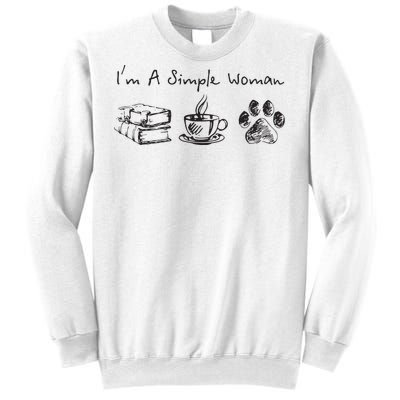 Im A Simple Woman Books Coffee Dog Animal Fur Paw Print Sweatshirt