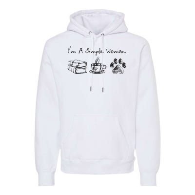 Im A Simple Woman Books Coffee Dog Animal Fur Paw Print Premium Hoodie