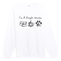 Im A Simple Woman Books Coffee Dog Animal Fur Paw Print Premium Crewneck Sweatshirt