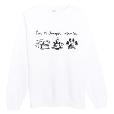 Im A Simple Woman Books Coffee Dog Animal Fur Paw Print Premium Crewneck Sweatshirt