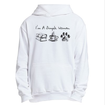 Im A Simple Woman Books Coffee Dog Animal Fur Paw Print Urban Pullover Hoodie