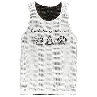 Im A Simple Woman Books Coffee Dog Animal Fur Paw Print Mesh Reversible Basketball Jersey Tank