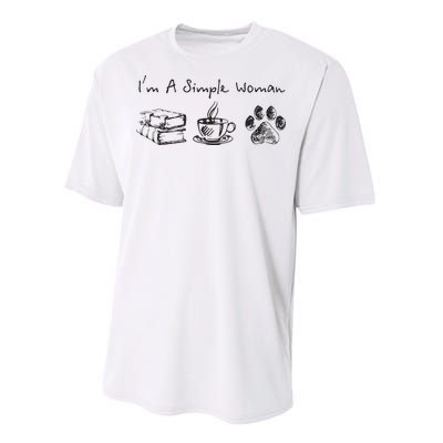 Im A Simple Woman Books Coffee Dog Animal Fur Paw Print Performance Sprint T-Shirt