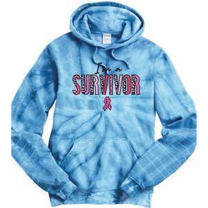 Im A Survivor Leopard Retro Breast Cancer Awareness Tie Dye Hoodie